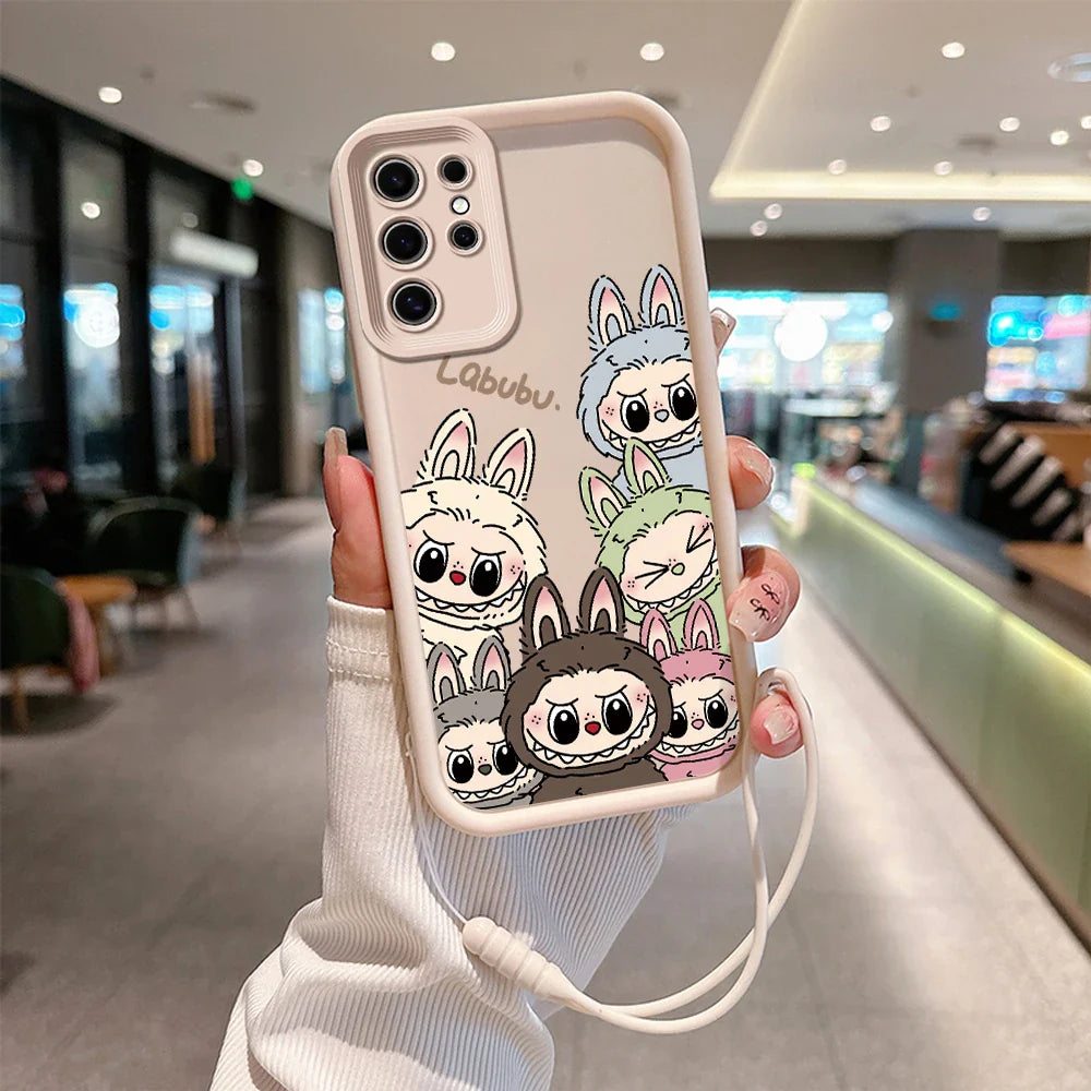 Cute Labubu Phone Case for Samsung - Soft Silicone Cover With Hand Strap