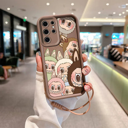 Cute Labubu Phone Case for Samsung - Soft Silicone Cover With Hand Strap