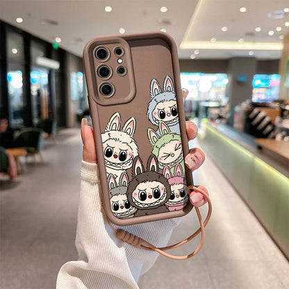 Cute Labubu Phone Case for Samsung - Soft Silicone Cover With Hand Strap