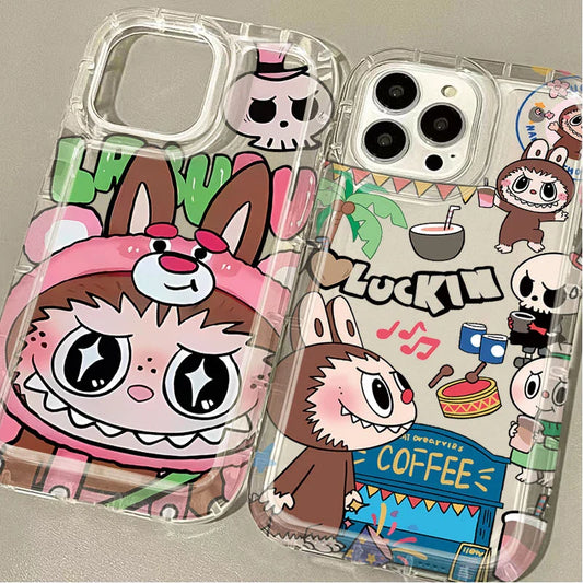 Lovely Cartoon Labubu Clear Phone Case For Samsung Galaxy